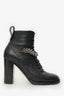 Jimmy Choo Black Leather Jewel 'Cruz' Combat Boots Size 37