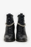 Jimmy Choo Black Leather Jewel 'Cruz' Combat Boots Size 37