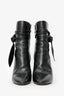 Saint Laurent Black Leather Wrap Around Bow Boots Size 38