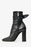 Saint Laurent Black Leather Wrap Around Bow Boots Size 38