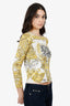 Versace White/Yellow Silk Baroque Print Knit Cardigan Size 38