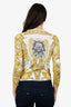 Versace White/Yellow Silk Baroque Print Knit Cardigan Size 38