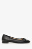 Prada Black Leather/Patent Cap-Toe Bow Ballet Flats Size 37