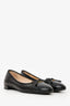 Prada Black Leather/Patent Cap-Toe Bow Ballet Flats Size 37