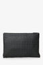 Bottega Veneta Black Intrecciato Leather Large Zip Clutch