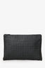Bottega Veneta Black Intrecciato Leather Large Zip Clutch