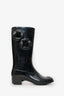Pre-Loved Chanel™ Black Rubber Camellia Flower Rain Boots Size 36