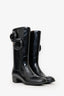 Pre-Loved Chanel™ Black Rubber Camellia Flower Rain Boots Size 36