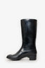 Pre-Loved Chanel™ Black Rubber Camellia Flower Rain Boots Size 36