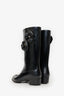 Pre-Loved Chanel™ Black Rubber Camellia Flower Rain Boots Size 36