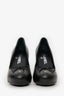 Pre-Loved Chanel™ Black Leather CC Cap Toe Platform Pumps Size 36.5