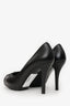 Pre-Loved Chanel™ Black Leather CC Cap Toe Platform Pumps Size 36.5
