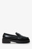 Pre-Loved Chanel™ Black Leather Chain Link Platform Loafers Size 36.5