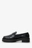 Pre-Loved Chanel™ Black Leather Chain Link Platform Loafers Size 36.5