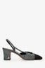 Pre-Loved Chanel™ Grey/Black Canvas/Nubuck Leather CC Slingback Sandals Size 36.5