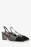 Pre-Loved Chanel™ Grey/Black Canvas/Nubuck Leather CC Slingback Sandals Size 36.5