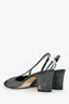 Pre-Loved Chanel™ Grey/Black Canvas/Nubuck Leather CC Slingback Sandals Size 36.5