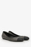 Pre-Loved Chanel™ Black/Grey Embossed Leather CC Ballet Flats Size 37