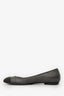 Pre-Loved Chanel™ Black/Grey Embossed Leather CC Ballet Flats Size 37