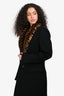 Fendi Black Cashmere/Mink Zucca Print Collar Coat Size 46