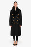 Burberry Black Cashmere/Mink Collar Double Breasted Long Coat Size 46