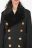 Burberry Black Cashmere/Mink Collar Double Breasted Long Coat Size 46
