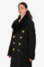 Burberry Black Cashmere/Mink Collar Double Breasted Long Coat Size 46