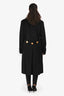 Burberry Black Cashmere/Mink Collar Double Breasted Long Coat Size 46