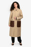 Burberry Beige/Brown Cotton/Leather Pocket 'Gabardine' Long Trench Coat Size 46