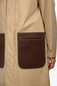 Burberry Beige/Brown Cotton/Leather Pocket 'Gabardine' Long Trench Coat Size 46