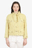 Pre-Loved Chanel™ 21C Yellow Tweed Fringe CC Button Jacket Size 38