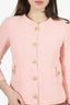 Pre-Loved Chanel™ 2016 Pink Tweed Pearl CC Button Jacket Size 36