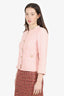 Pre-Loved Chanel™ 2016 Pink Tweed Pearl CC Button Jacket Size 36