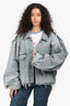Balenciaga Light Wash Distressed Denim Jacket Size 4