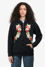 Gucci 2017 Black Distressed Floral Embroidered Hoodie Size S