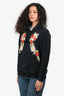 Gucci 2017 Black Distressed Floral Embroidered Hoodie Size S