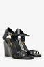 Pre-Loved Chanel™ Black Leather Pearl-Embellished Wedge Sandals Size 38