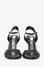 Pre-Loved Chanel™ Black Leather Pearl-Embellished Wedge Sandals Size 38