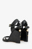 Pre-Loved Chanel™ Black Leather Pearl-Embellished Wedge Sandals Size 38