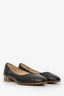 Pre-Loved Chanel™ Black Lambskin Leather Cap-Toe Chain Flats Size 37.5