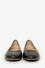 Pre-Loved Chanel™ Black Lambskin Leather Cap-Toe Chain Flats Size 37.5