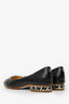 Pre-Loved Chanel™ Black Lambskin Leather Cap-Toe Chain Flats Size 37.5
