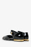 Pre-Loved Chanel™ Black Tweed CC Turn lock Mary Jane Ballet Flats Size 36