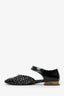 Pre-Loved Chanel™ Black Tweed CC Turn lock Mary Jane Ballet Flats Size 36