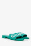 Pre-Loved Chanel™ 2023 Green Leather CHA-NEL Mules Sandal Size 37