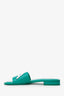 Pre-Loved Chanel™ 2023 Green Leather CHA-NEL Mules Sandal Size 37