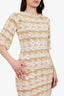 Pre-Loved Chanel™ 15C Dubai White/Yellow Tweed Knit Short Sleeve Dress Size 34