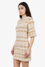 Pre-Loved Chanel™ 15C Dubai White/Yellow Tweed Knit Short Sleeve Dress Size 34