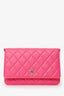 Pre-Loved Chanel™ 22P Pink Quilted Lambskin Pearl Wallet on Chain