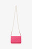 Pre-Loved Chanel™ 22P Pink Quilted Lambskin Pearl Wallet on Chain